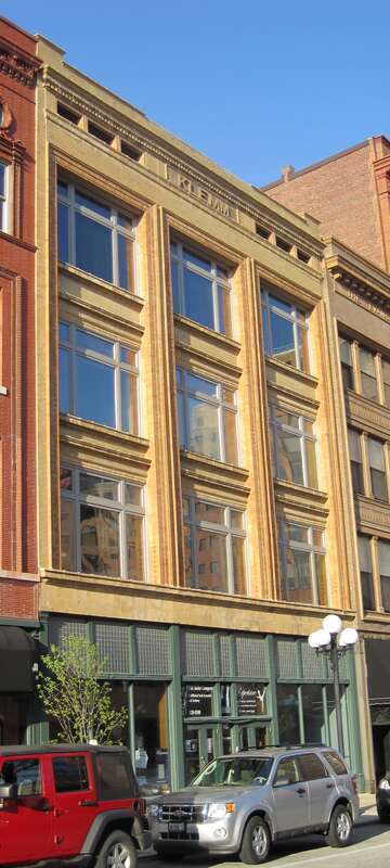 The Klemm Building in the Bloomington Central Business District (1901). Carl Wilhelm Klemm immigrated from Saxony, Germany and followed in his father's footsteps to become a dry goods merchant. He came to Bloomington in 1873, opening his store on