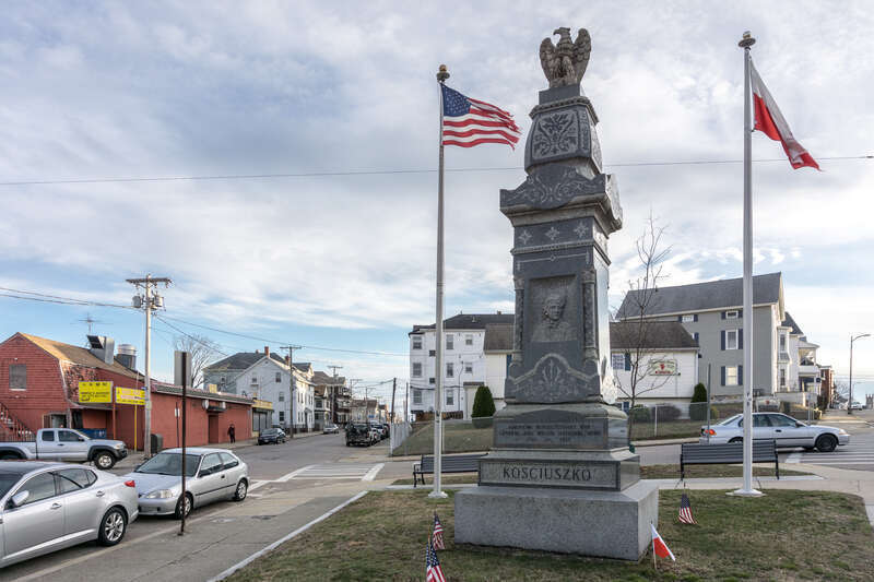 Kosciuszko Square monument in Fall River, Massachusetts.