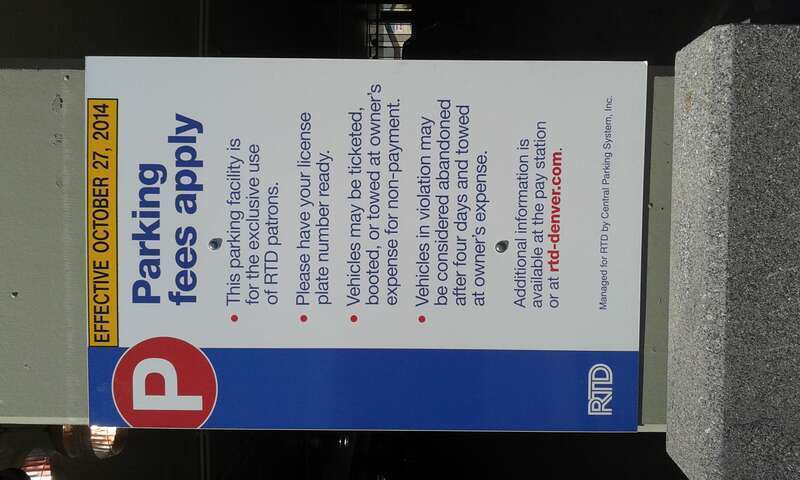 Lakewood-Wadsworth Station parking sign