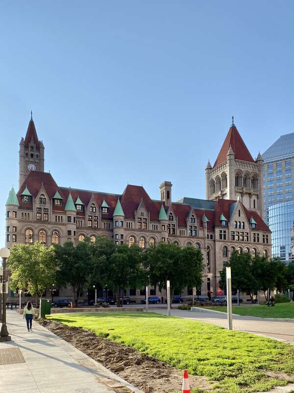Built between 1894 and 1902, this Richardsonian Romanesque-style granite building was designed by Willoughby J. Edbrooke to serve as the United States Post Office, Courthouse, and Custom House for St. Paul.  The building occupies an entire city block