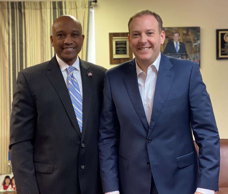 PATCHOGUE, NY - On Tuesday, February 18, 2020, Congressman Lee Zeldin (R, NY-1) met with Suffolk County Sheriff Errol D. Toulon Jr. to discuss how every level of government can best work together to combat gang violence on Long Island.