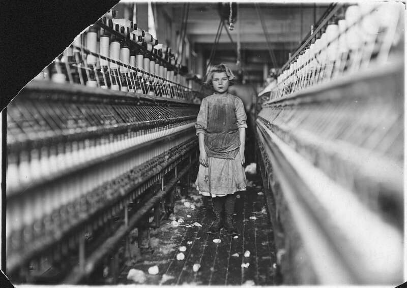 Original Caption:  Little spinner in Globe Cotton Mill. Overseer said she was regularly employed there. Augusta, Ga, January 1909. U.S. National Archives.
Subjects:
Child Labor
National Child Labor Committee
Working Conditions
Factory
Persistent URL: