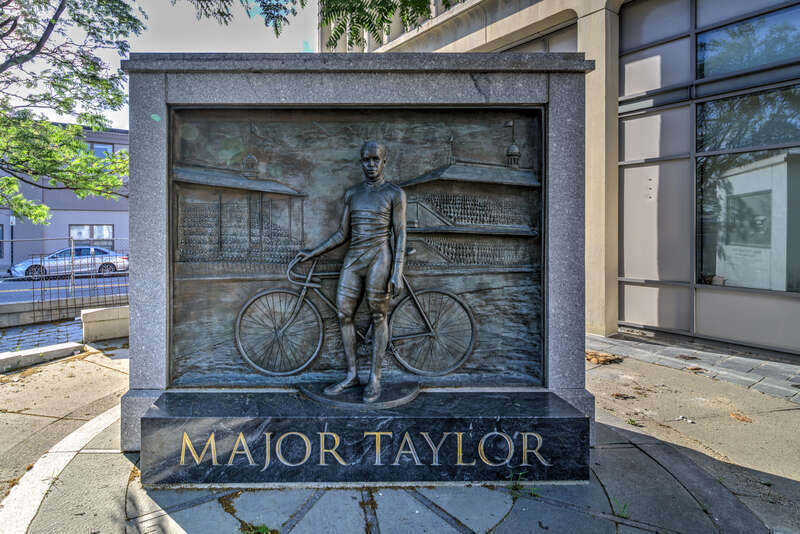 Major Taylor memorial at Worcester Public Library.
