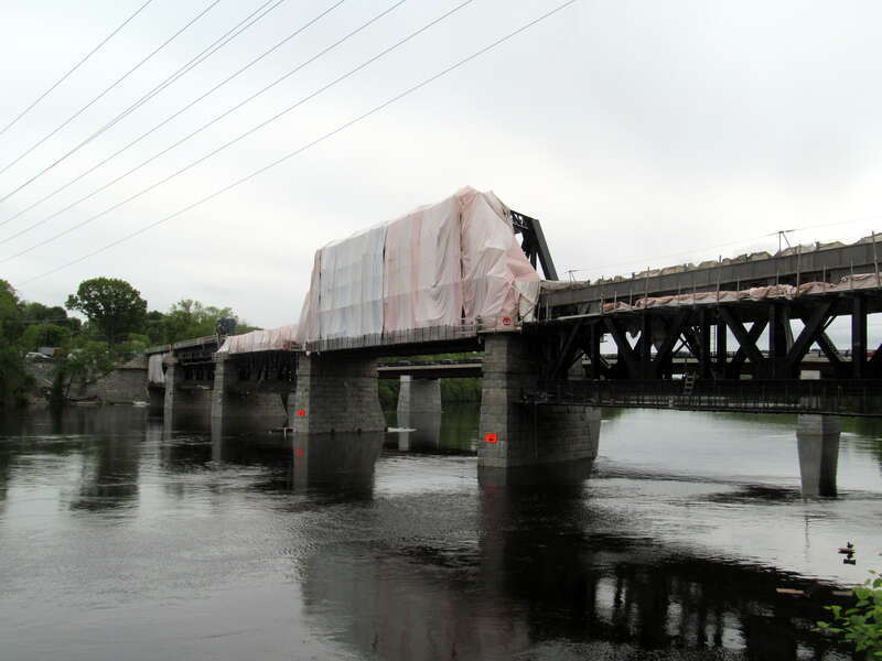 Merrimack River Bridge in May 2017 during rehabilitation work