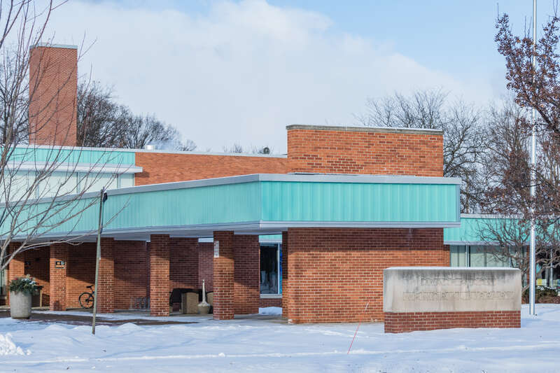 Grace A. Dow Memorial Library in winter, Midland, Michigan.