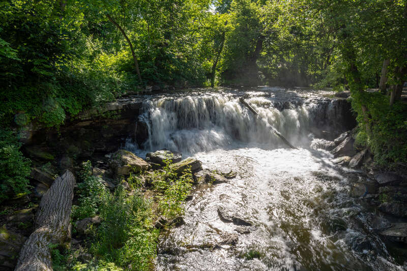 Upper water fall.  This is a nice one, but it's hard to photograph.  You have to set up the camera and get a quick pic before the mist mucks up the lens too much.  Lots of squiters here.  A smarter person would have put on some bug spray.