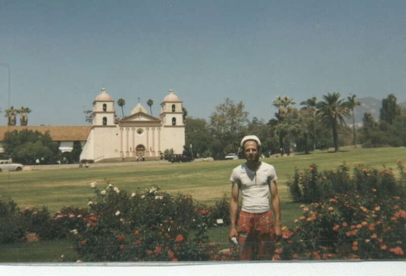 My picture in front of Mission at Santa Barbara, 1988