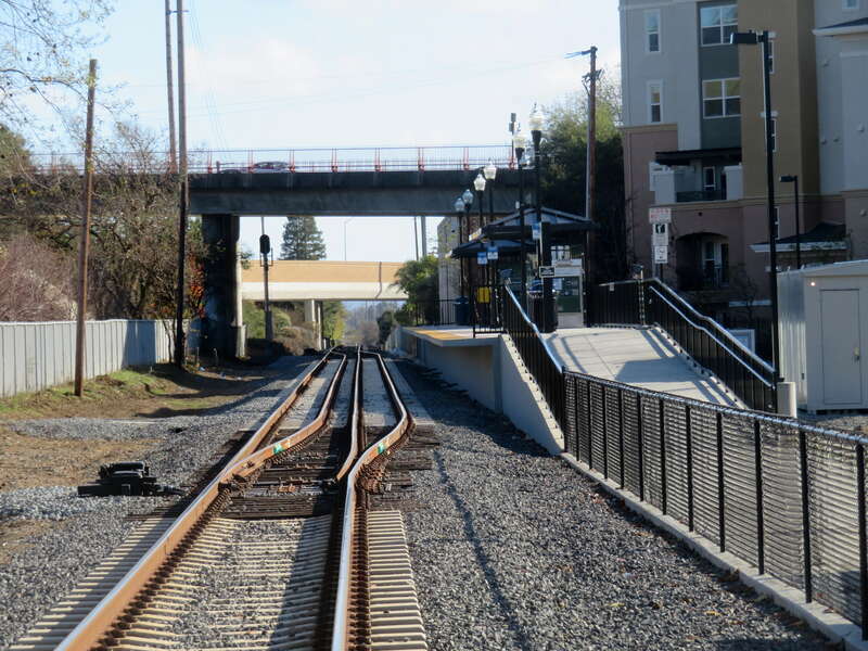 Novato Downtown station on the first day of service in December 2019