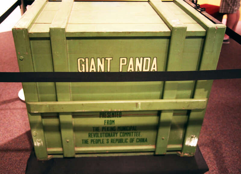 One of two crates (cages) used in 1972 to transport the couple of pandas given by China to the United States following President Richard Nixon's visit in 1972. Richard Nixon Presidential Library and Museum.