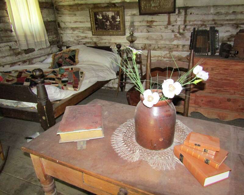 Cabin interior in the Spanish Fork Pioneer Park built c. 1860.