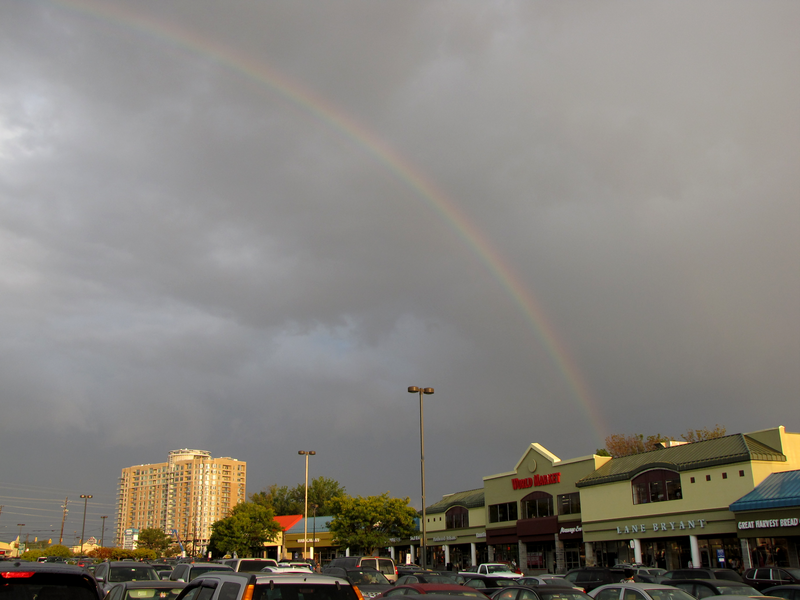 Rainbow over Federal Plaza, a shopping center in Rockville, Maryland.

Ben Schumin is a professional photographer who captures the intricacies of daily life.  This image may be used under Creative Commons Attribution-ShareAlike 2.0.  Please provide