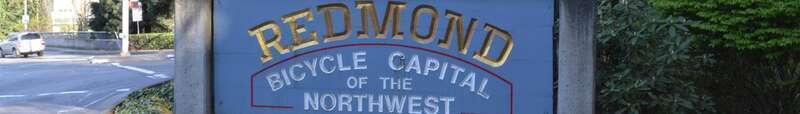 Sign in Redmond, Washington, reading &quot;Redmond, Bicycle Capital of the Northwest&quot;.
