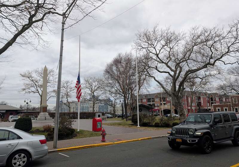 Photo of Riley Park in Bradley Beach, New Jersey. Photo taken from New Jersey Route 71 (Main Street) looking northwest.