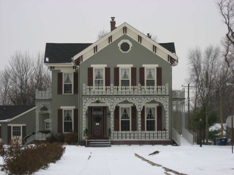 Front of the Robert L. Wilson House, located at 273 S. Eighth Street in Noblesville, Indiana, United States.  Built in 1868, it is listed on the National Register of Historic Places.