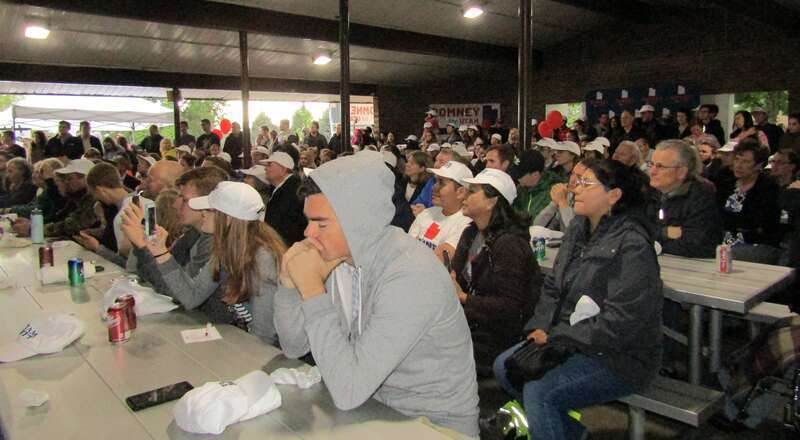 People attending a campaign event in Provo, Utah for Mitt Romney's senatorial campaign.