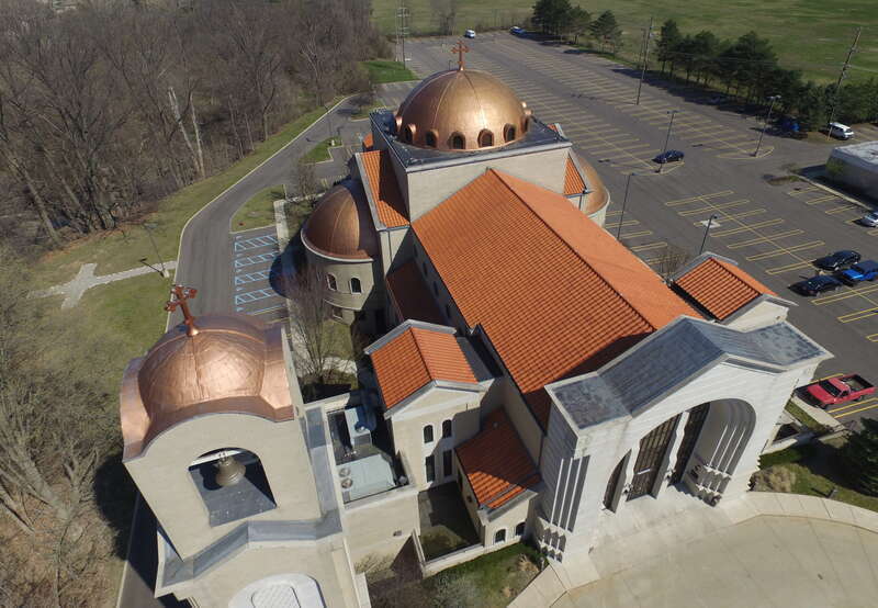 Saint Mary's Antiochian Orthodox Christian Church Livonia Michigan
 - photo by Arial (www.airial-drones.com)