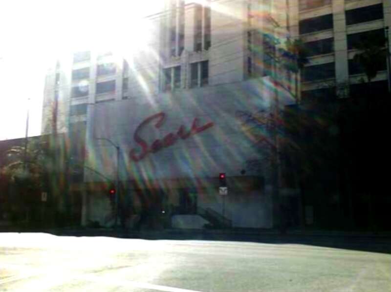 The Sears department store entrance at the U.S. National Register of Historic Places Sears, Roebuck &amp;amp; Company Mail Order Building.  View from the southbound lane of South Boyle Avenue, looking south.This photograph was taken with an unspecified