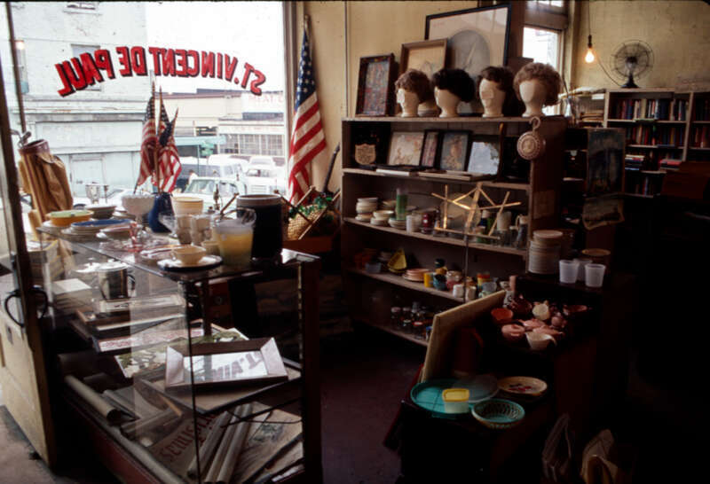Interior, St. Vincent de Paul shop in Pike Place Market, Seattle, Washington, 1968. 84 Pine Street, later the location of Sur La Table.
