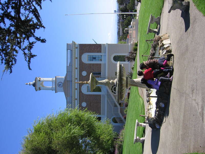 A fountain beside the City Hall in South San Francisco, California, USA.