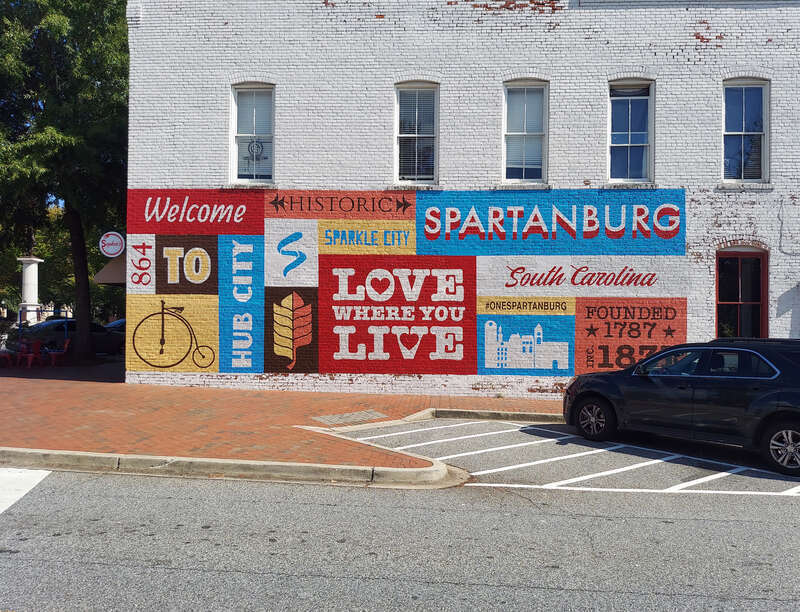 Mural on downtown building, Spartanburg, South Carolina