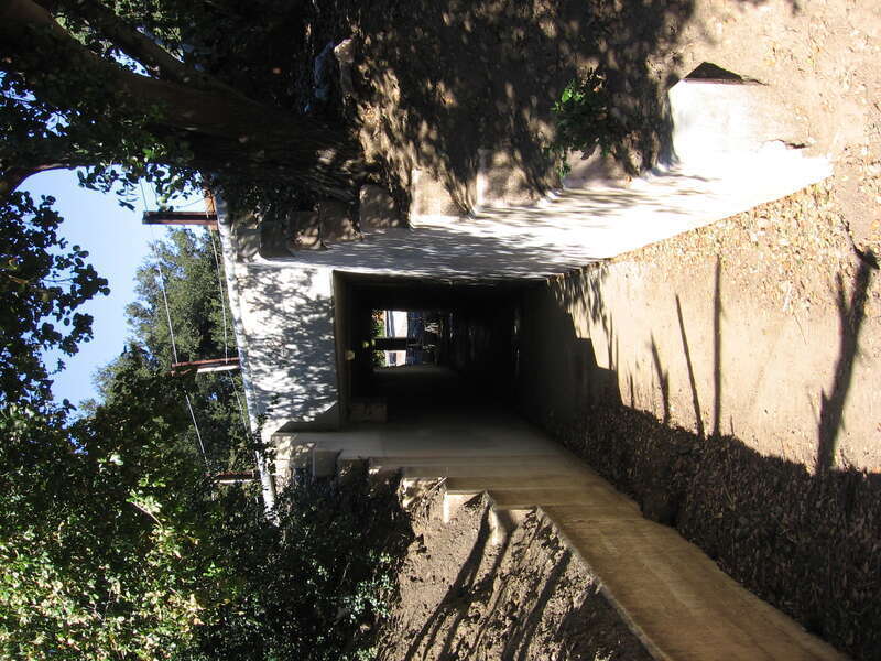 This pedestrian passage sits adjacent to the &quot;Sullivan Underpass&quot; in the Niles district of Fremont, California, USA.  View is looking northwest.
