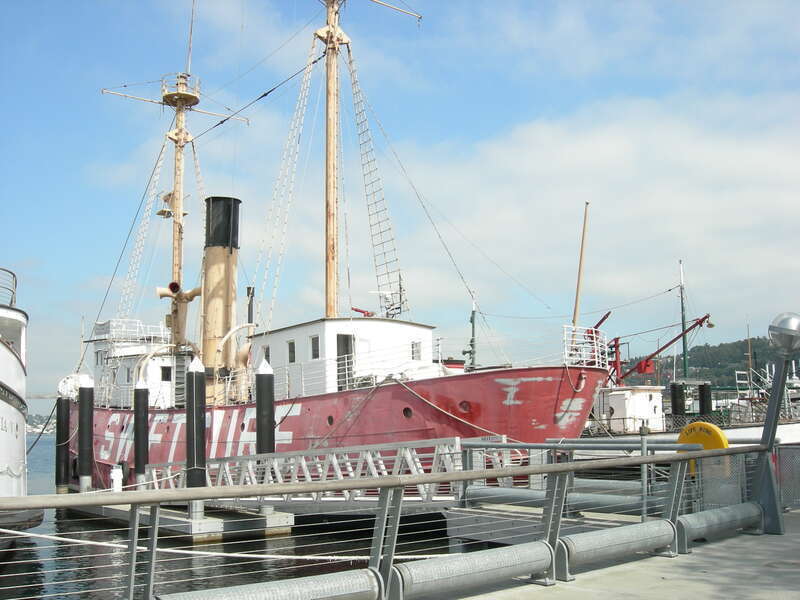 U.S. Lightship No. 83, currently (since 1995) named Swiftsure, one of the historic fleet of Northwest Seaport, South Lake Union Park, Seattle, Washington, USA. Listed on the National Register of Historic Places, ID #75001852. Also an official city