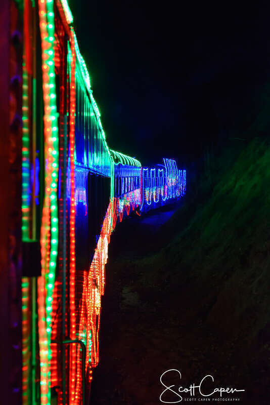 500px provided description: The test run for the &quot;Train of Lights&quot; of Niles Canyon Railway in Fremont, CA. They run the train from the day after Thanksgiving through Dec. 30th. The train sells out quickly, usually as soon as tickets go on sale in