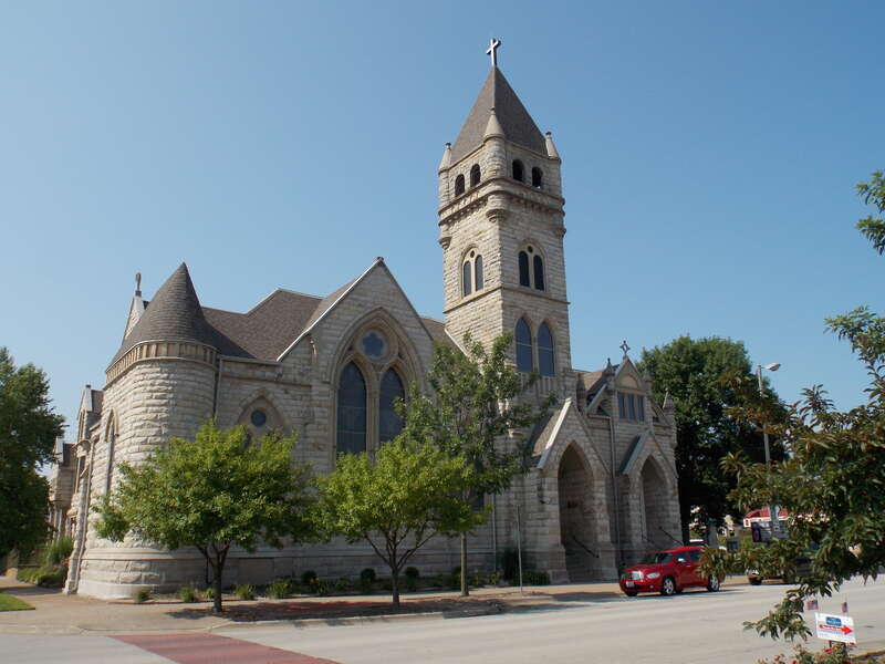 Two Rivers United Methodist Church in Rock Island, Illinois. It was founded as First Methodist Episcopal Church.