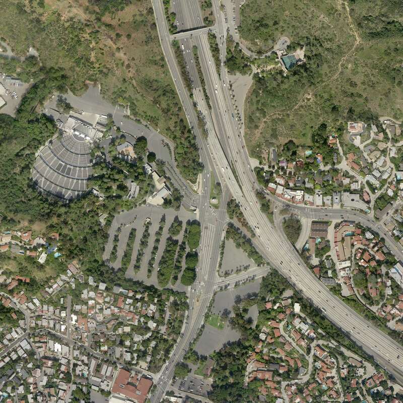 High Resolution Orthoimagery of Los Angeles, centered on 34°06'41.305&quot;N, 118°20'10.560&quot;W in the Hollywood Bowl. Image taken on December 16, 2010.