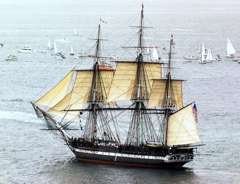 Navy photo of USS Constitution under sail for the first time in over a century
