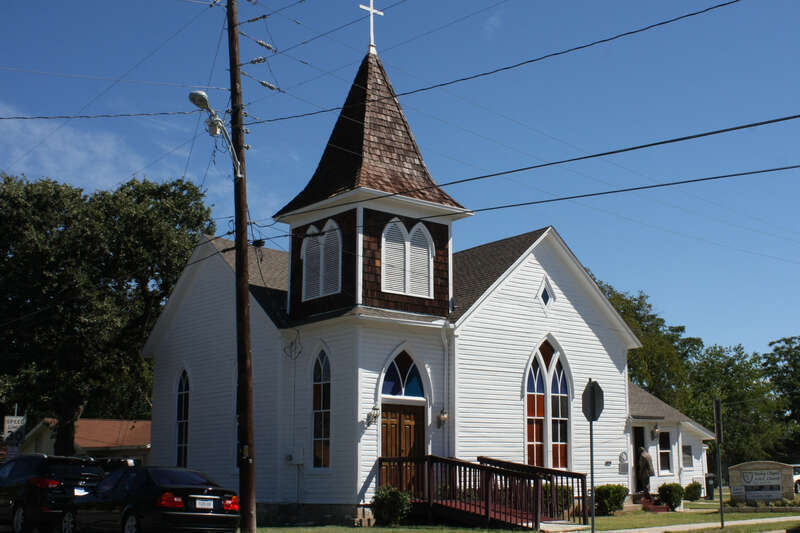 Wesley Chapel A.M.E Church in Georgetown, Texas, United States. The Carpenter Gothic style church was built in 1904. The building was designated a Recorded Texas Historic Landmark in 1984 and listed on the National Register of Historic Places on