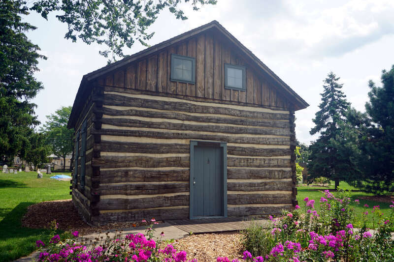 The Honey Creek Log Schoolhouse at the West Allis Historical Society Museum in West Allis, Wisconsin (United States).