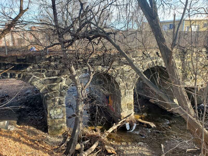 The disused Monoosnoc Brook bridge in December 2023
