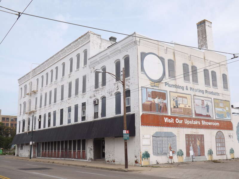 Front and southern side of the former Weustoff and Getz Company Building, located at 210 Wayne Avenue in Dayton, Ohio, United States.  Built in 1868, it is listed on the National Register of Historic Places.
