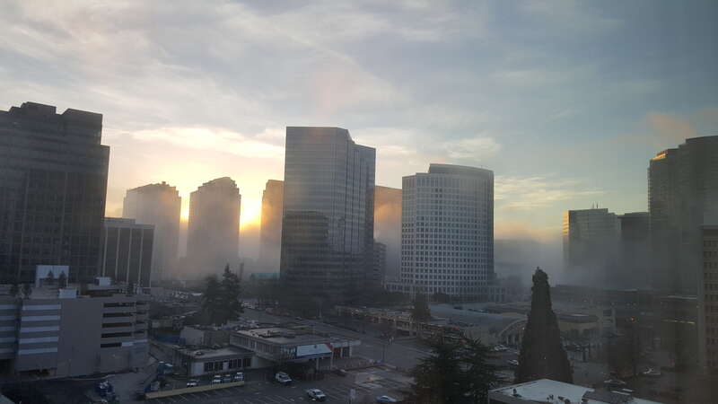 Picture of various buildings in Bellevue in the direction of 106th Ave NE / NE 8th Street