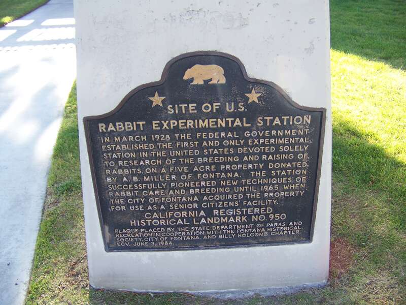 California Landmark No. 950 Site of U.S. Rabbit Experimental Station