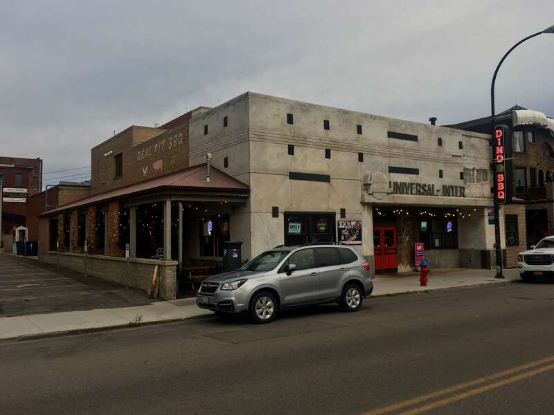The former Universal International Pictures film vault on Franklin Street near Buffalo's Theater District, now a location of the renowned Dinosaur Bar-B-Que restaurant chain.