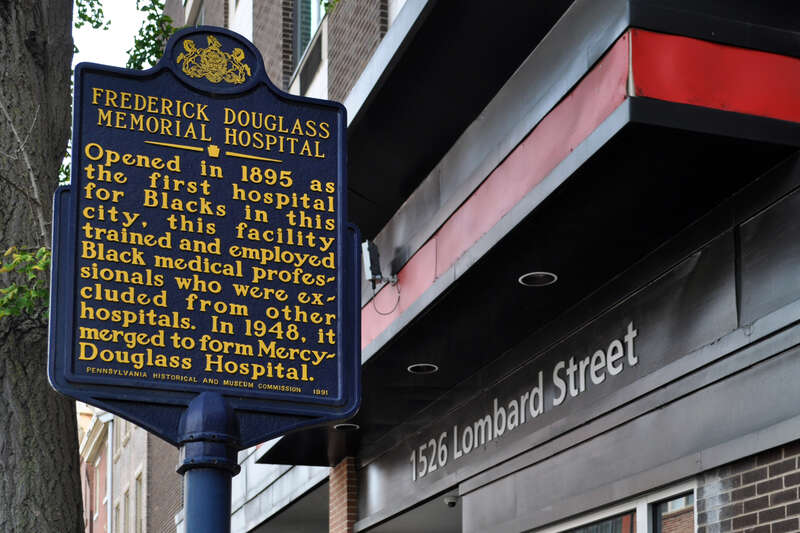 Frederick Douglass Memorial Hospital. Opened in 1895 as the first hospital for Blacks in this city, this facility trained and employed Black medical professionals who were excluded from other hospitals. In 1948, it merged to form Mercy-Douglass