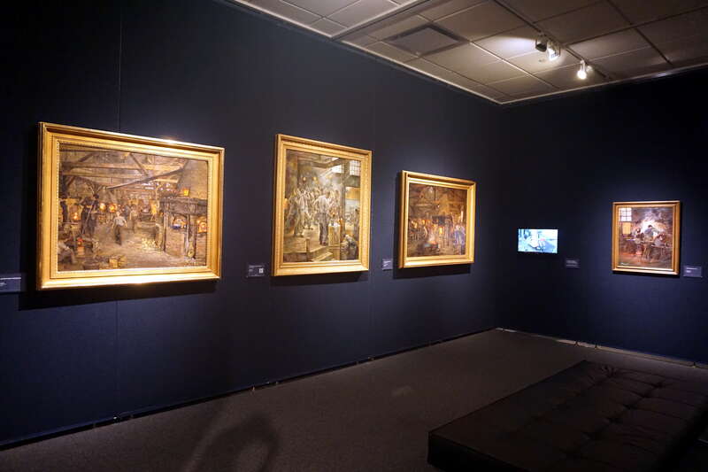 The Glass and Ceramics gallery at the Grohmann Museum in Milwaukee, Wisconsin (United States).