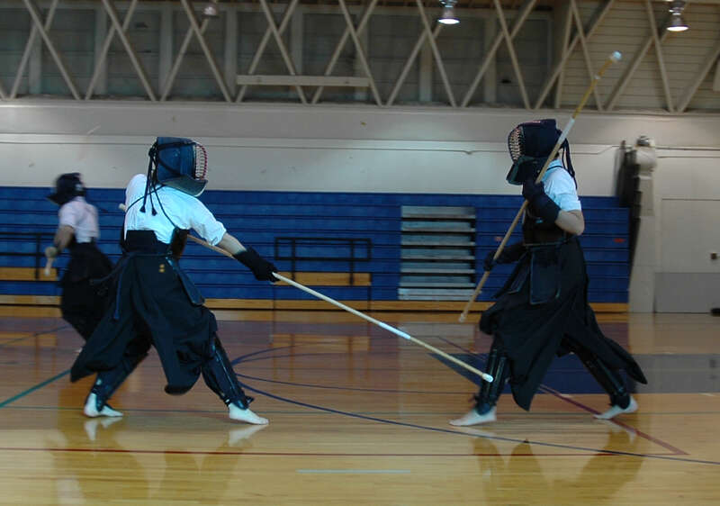 Bogu demonstation by students from the International Budo University in Japan.

Demonstration of a proper sune (shin) strike.  The defender is in a deliberately open position, offering her sune as a target.