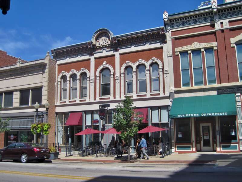 Nash-Superior-Van Zandt Block in the East Rockford Historic District (c. 1879). The Nash block was financed by wealthy widow Mrs. Winifred Nash. The Van Zandt block was probably owned by a Dr. Van Zandt that worked nearby.