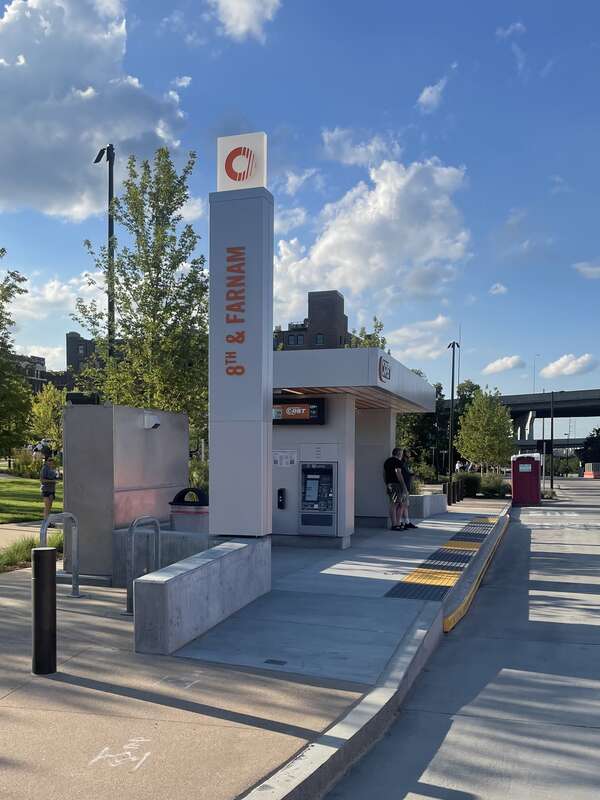 Omaha Rapid Bus Transit station at 8th &amp;amp; Farnam