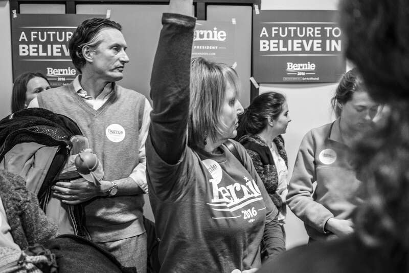 Supporters of Bernie Sanders begin to count off.

Photos from the 2016 presidential caucus in Precinct 61, held at Greenwood Elementary School in Des Moines. Hillary Clinton won 5 delegates to 3 for Bernie Sanders, although the state-wide results we