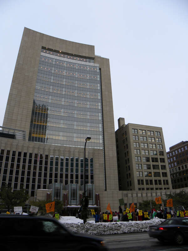 Minneapolis, Minnesota
January 25, 2011
There were protests in cities around the world on January 25 in solidarity with peace activists who have been raided and subpoenaed by the FBI. This protest was sponsored by the Committee to Stop FBI