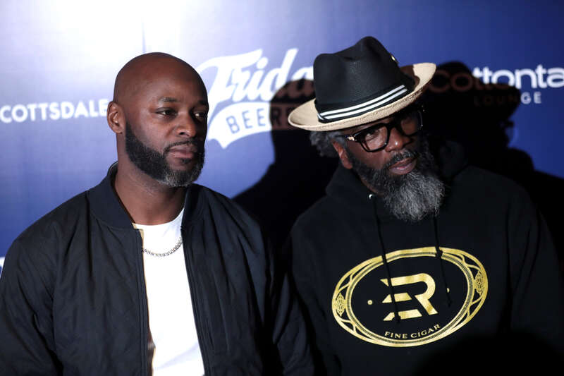 Reggie Wayne and Ed Reed at the Friday Beers Red Carpet Presented by W Scottsdale &amp;amp; E11even Miami at the W Scottsdale in Scottsdale, Arizona.
Please attribute to Gage Skidmore if used elsewhere.