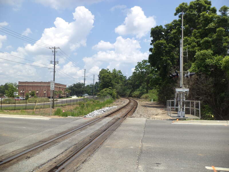 S Gadsden St RR Xing looking E, Crossing ID: 625585F, Tallahassee, Leon County, Florida