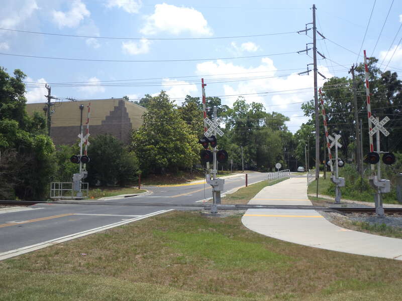 S Gadsden St RR Xing looking SB, Crossing ID: 625585F, Tallahassee, Leon County, Florida