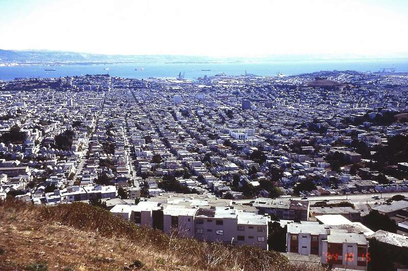 San Francisco, CA: View from Twin Peaks, looking east by southeast in direction of Hunters Point; October 1994