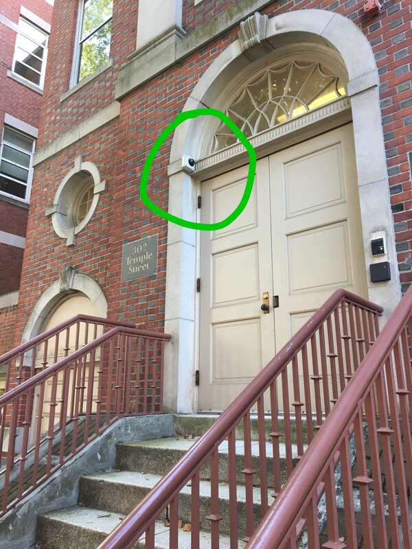 Dome surveillance camera - 302 Temple Street in New Haven, Connecticut