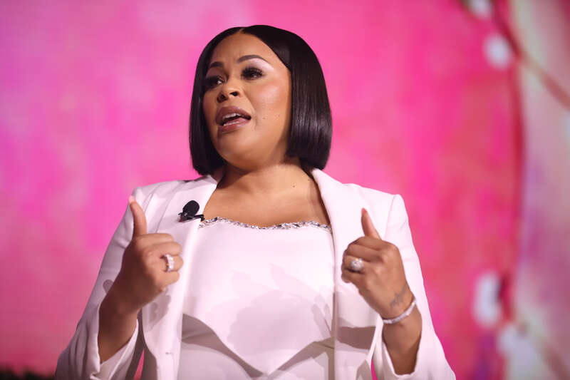 Takita Nicole Isaac speaking with attendees at the 2024 Young Women's Leadership Summit at the San Antonio Marriott Rivercenter on the River Walk in San Antonio, Texas.